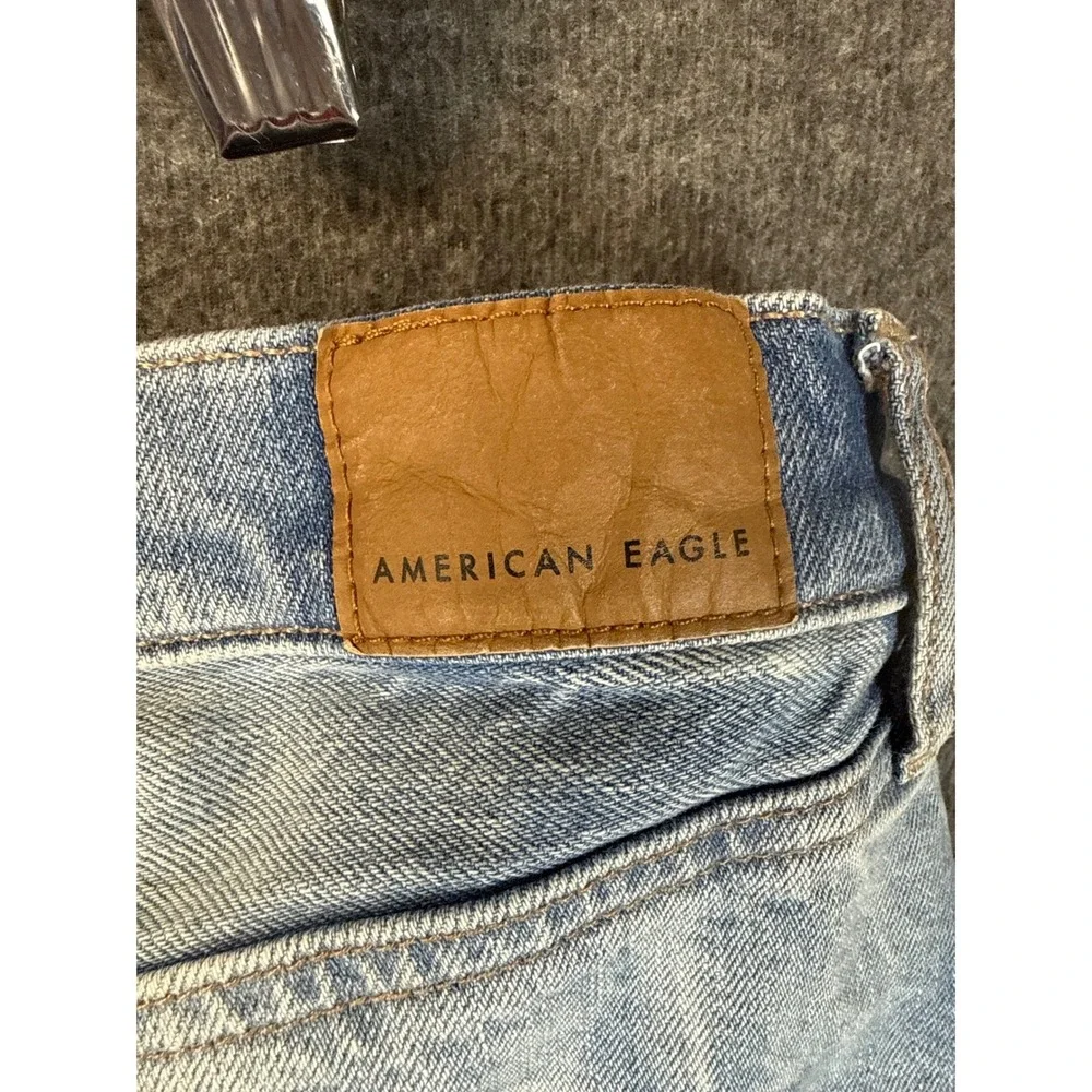 American Eagle Baggy‎ Jean Womens 12 R Light Wash Distressed High Rise Y2K Denim